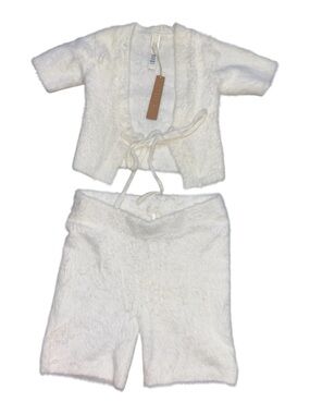 SKIMS Cozy Knit Lounge Set Tie Front Top & Shorts White NWT Size S